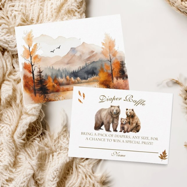 Bear Äventyr Fall Mountain Neutralt Baby Shower Tilläggskort (Skapare uppladdad)