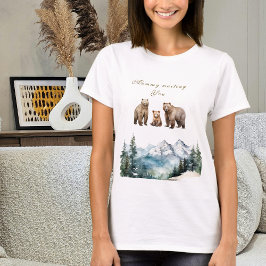 Bear Äventyr Snowy Mountain Winter Baby Shower T Shirt