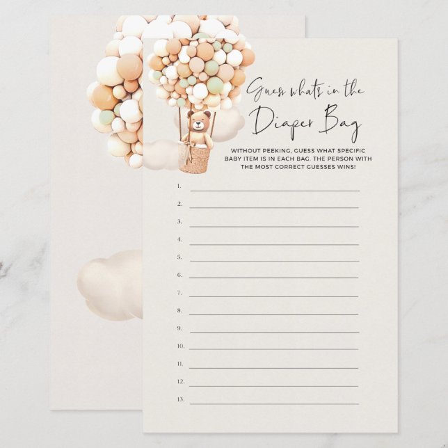 Bear Baby Game - gissa vad som finns i tidningen B (Fram/baksida)