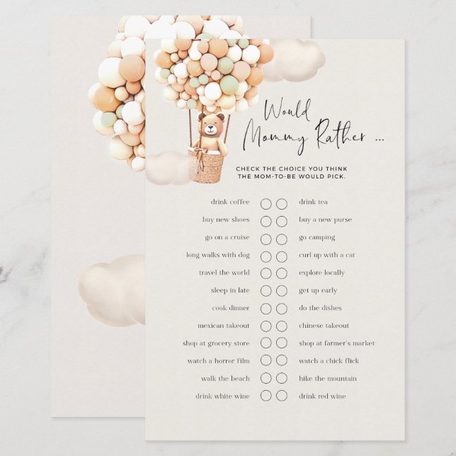 Bear Baby Game - skulle Mamma snarare? (Fram/baksida)