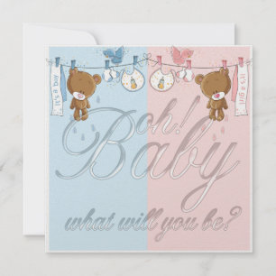 Bear Baby Gender Reveal Party-inbjudan Inbjudningar