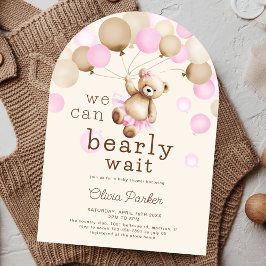 Bear Baby Girl Shower We Can Bearly Wait Arch Inbjudningar