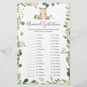 Bear Baby Shower Animal Gestame