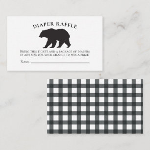 Bear Baby Shower Black Play Diaper Raffle Tilläggskort