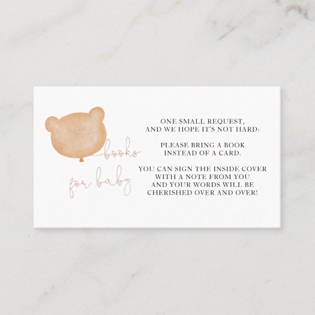 Bear Baby Shower Bokar för Baby-kort Placeringskort (Framsida)