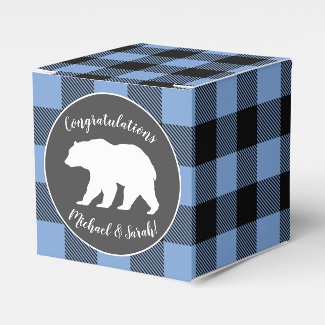 Bear Baby Shower Boy Blue Presentaskar (Framsidan Sidan)