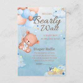 Bear Baby Shower Boy Diaper Raffle Tilläggskort