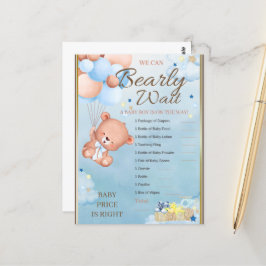 Bear Baby Shower Boy Game Vykort
