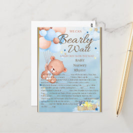 Bear Baby Shower Boy Game Vykort