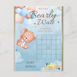 Bear Baby Shower Boy Game Vykort