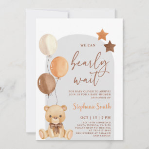 Bear Baby Shower Boy-inbjudan Inbjudningar