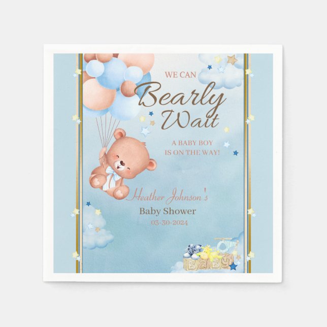 Bear Baby Shower Boy Pappersservett (Framsidan)