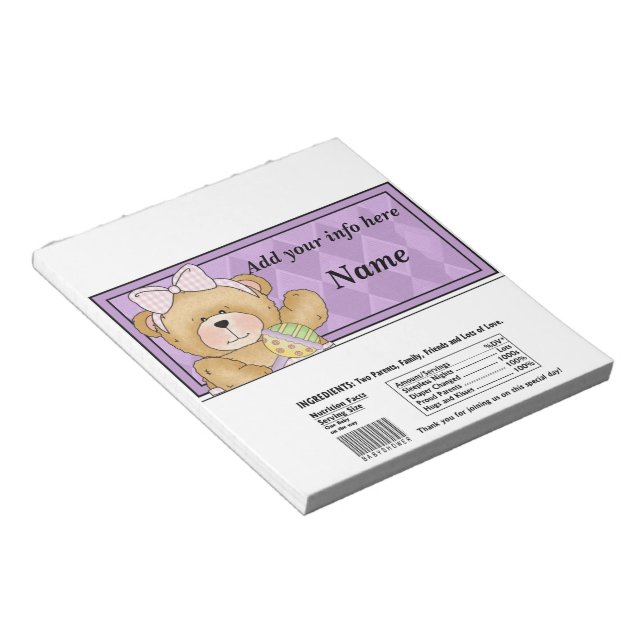Bear Baby Shower Candy Pub Wrapper Party favors Anteckningsblock (Vinklad)