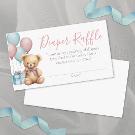 Bear Baby Shower Diaper Raffle Tilläggskort