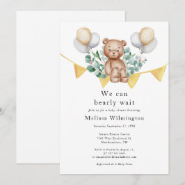 Bear Baby Shower Eucalyptus Woodland Animal Inbjudningar