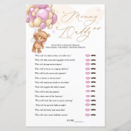 Bear Baby Shower Game Gissa Vem Mamma eller pappa