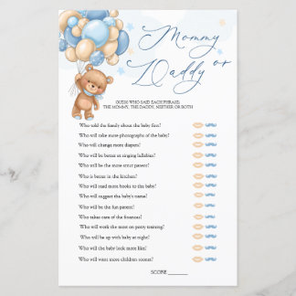 Bear Baby Shower Game Gissa Vem Mamma eller pappa