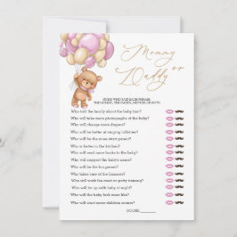 Bear Baby Shower Game Gissa Vem Mamma eller pappa Inbjudningar