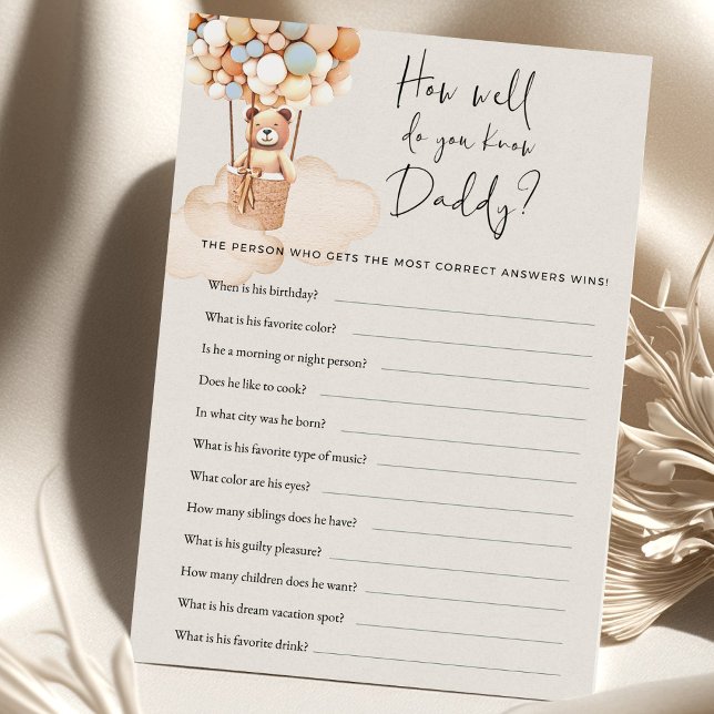 Bear Baby Shower Game - Hur bra vet du att pappa (Skapare uppladdad)