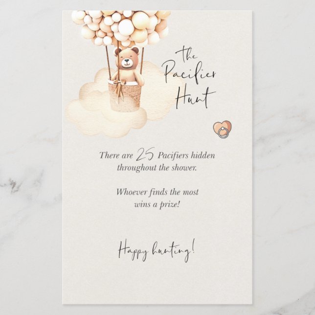 Bear Baby Shower Game Nappar Hunt (Framsida)