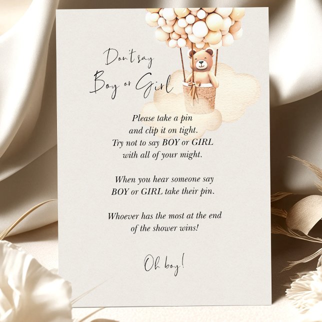 Bear Baby Shower Game Säg inte Boy eller Girl (Skapare uppladdad)