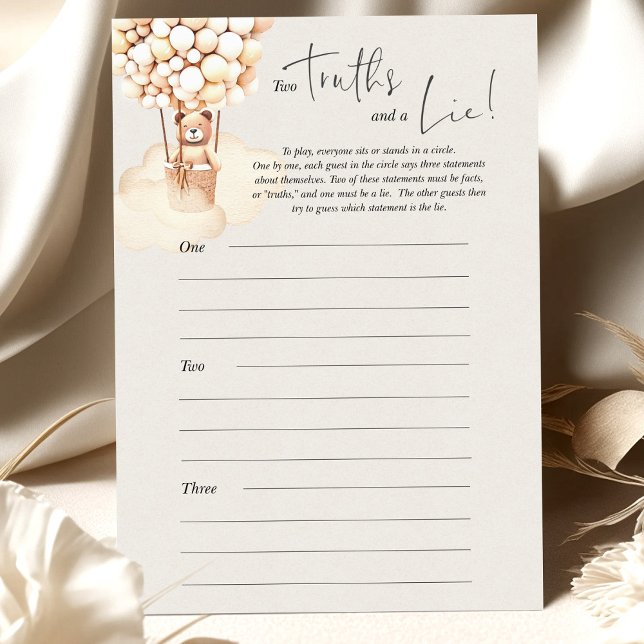Bear Baby Shower Game Two Truths och a Ljug (Skapare uppladdad)