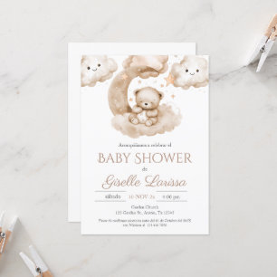 Bear Baby Shower Girl Spain-inbjudan Inbjudningar