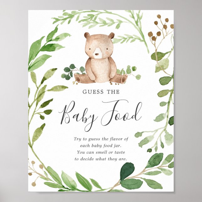 Bear Baby Shower gissar Baby mat Poster (Framsidan)
