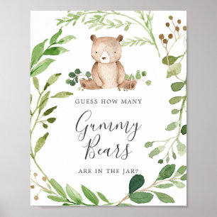 Bear Baby Shower gissar hur många gummiburar Poster