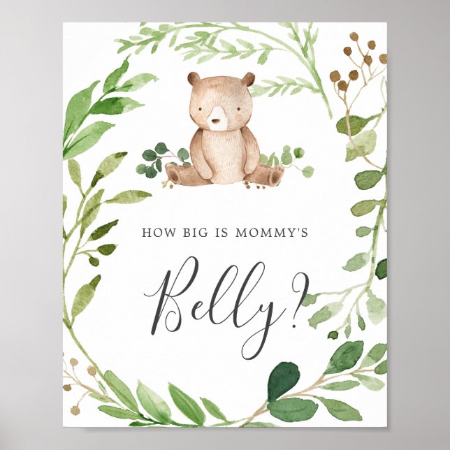 Bear Baby Shower gissar hur stor är Mamma Belly Poster (Framsidan)