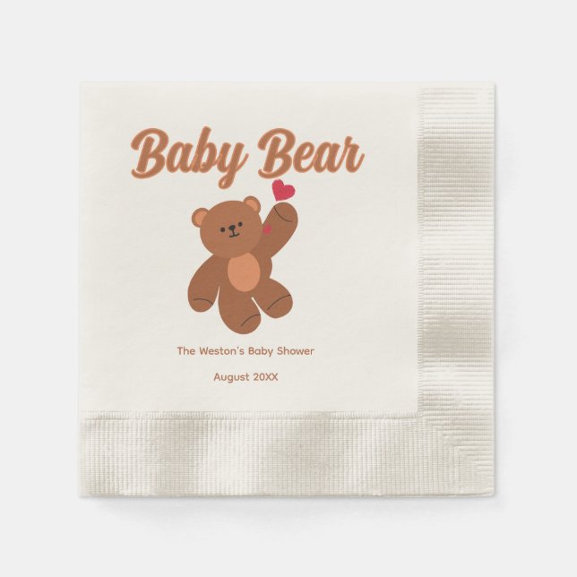 Bear Baby Shower - Gravid för Cute Classy Pappersservett (Framsidan)