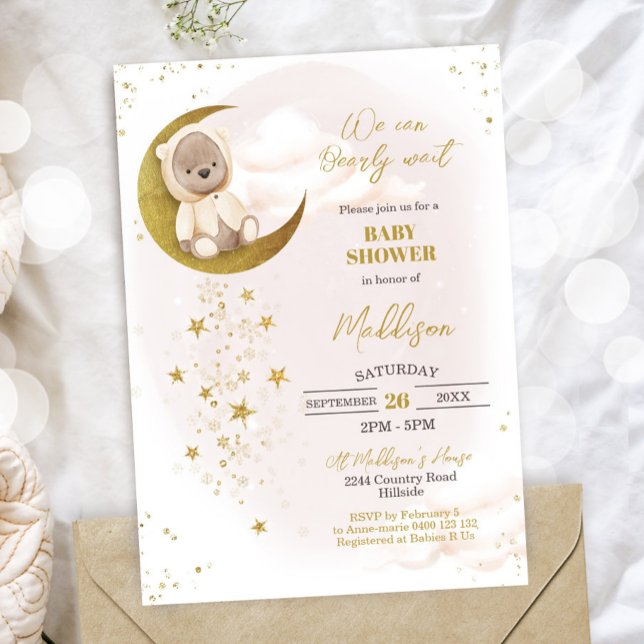 Bear Baby Shower-Gult för inbjudan till Nalle (Skapare uppladdad)