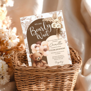 Bear Baby Shower-inbjudan, blå bubbla Inbjudningar