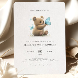 Bear Baby Shower-inbjudan Blue Boy Inbjudningar