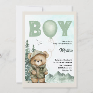 Bear Baby Shower-inbjudan för Pojke Inbjudningar