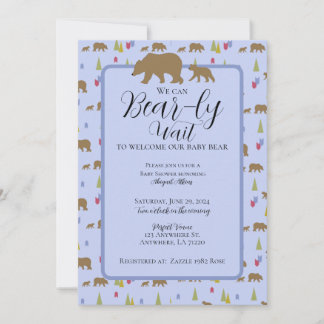 Bear Baby Shower-inbjudan för Pojke Inbjudningar