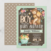 Bear Baby Shower-inbjudan till Woodland Bear Baby 