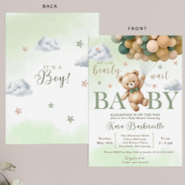 Bear Baby Shower Inbjudan, vi kan vänta tills Invi Inbjudningar