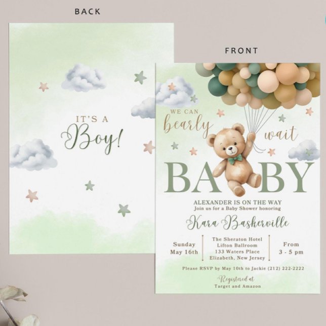 Bear Baby Shower Inbjudan, vi kan vänta tills Invi Inbjudningar (Skapare uppladdad)