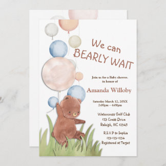 Bear Baby Shower Inbjudningar