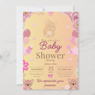 Bear Baby shower invitation  Inbjudningar