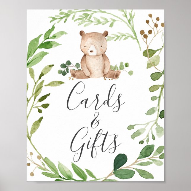 Bear Baby Shower-kort och presentkort Poster (Framsidan)