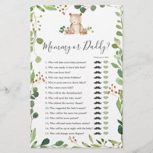 Bear Baby Shower Mamma eller pappa Game