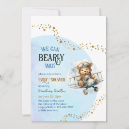 Bear Baby Shower med Diaper Raffle Biljett Inbjudningar
