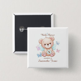 Bear Baby Shower-Personlig Knapp
