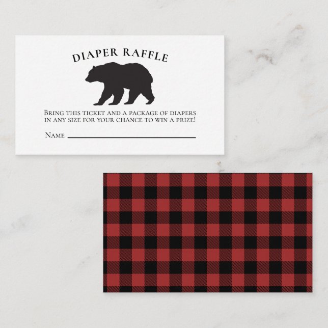 Bear Baby Shower Red Play Diaper Raffle Tilläggskort (Fram/baksida)