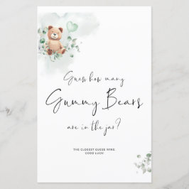 Bear Baby Shower-spel - gissa hur många