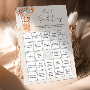 Bear Baby Shower-spel - Guest BINGO