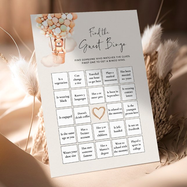 Bear Baby Shower-spel - Hitta gästbingo (Skapare uppladdad)