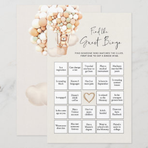 Bear Baby Shower-spel - Hitta gästbingo